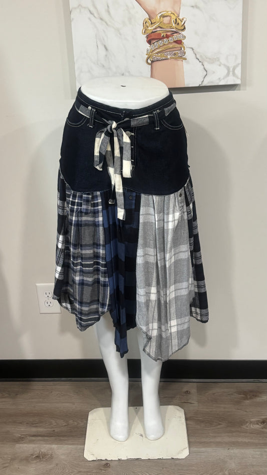Upcycled Denim Men’s Flannel Shirt Skirt | One-of-a-Kind