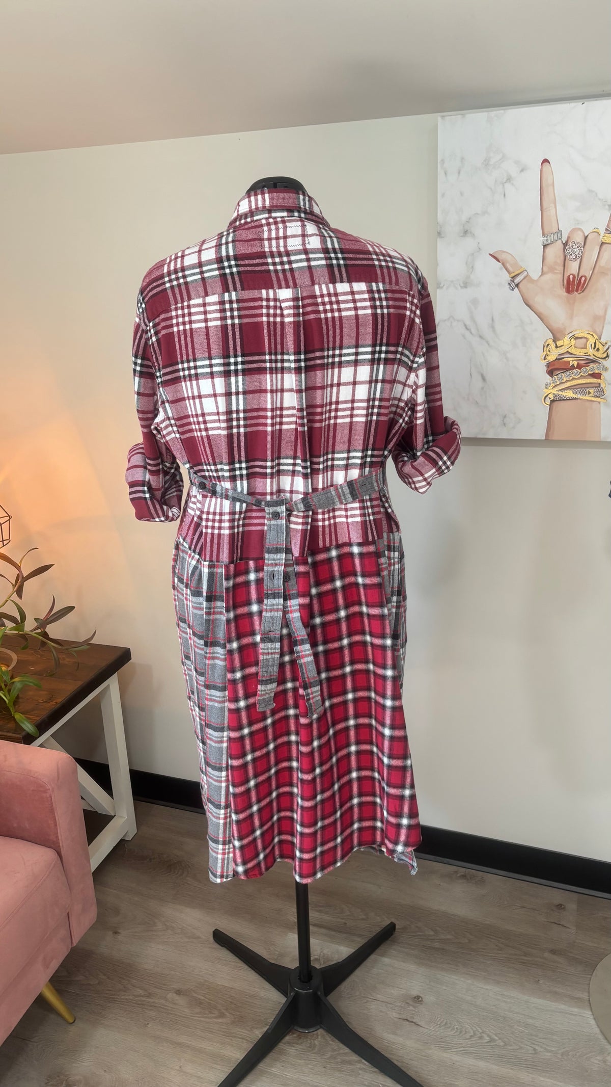 Upcycled Flannel Duster, Plaid Shirt Jacket