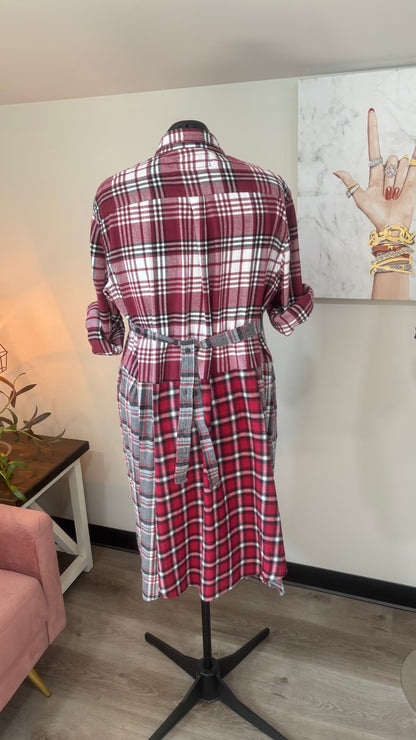 Upcycled Flannel Duster, Plaid Shirt Jacket