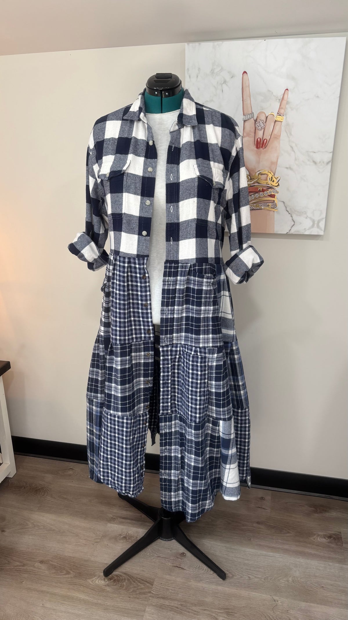 Upcycled Flannel Shirt Patchwork Duster | One of a Kind Plaid Dress