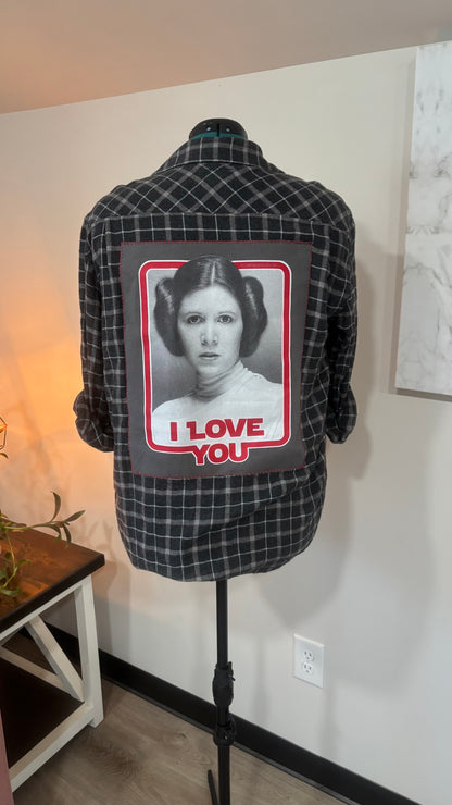 Princess Leia “I Love You” - Refashioned Flannel