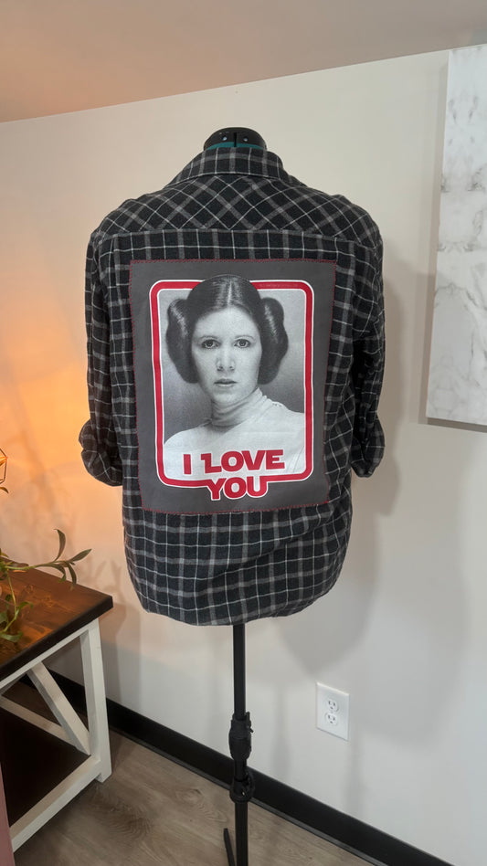 Princess Leia “I Love You” - Refashioned Flannel