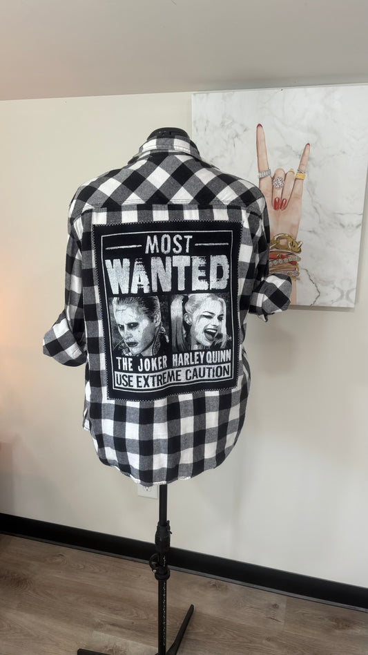 Most Wanted (The Joker & Harley Quinn) - Refashioned Flannel