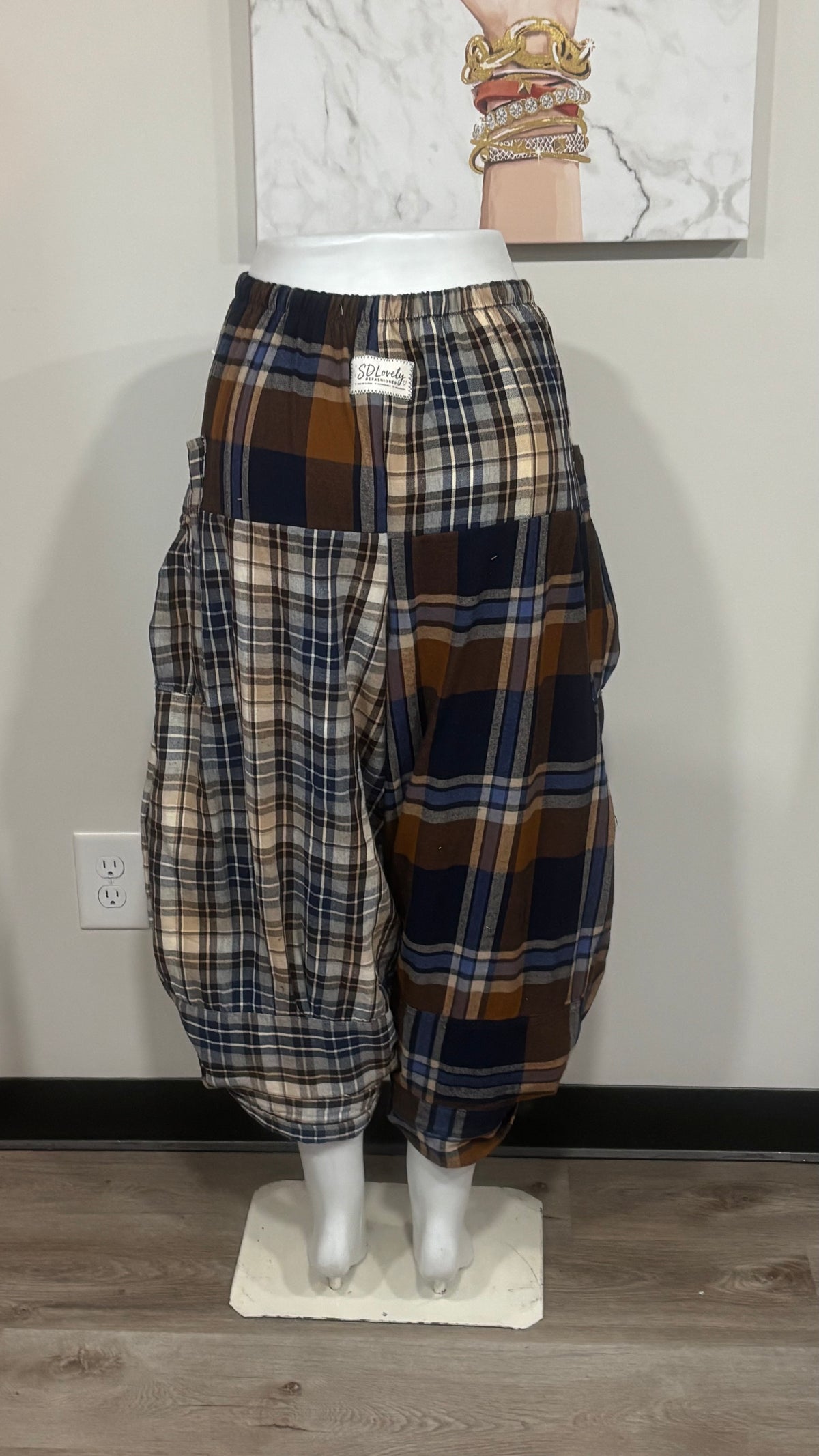Upcycled Men’s Shirt Balloon Pants | Handmade Boho Pants | Sustainable Lounge Pants | One of a Kind Patchwork Pants