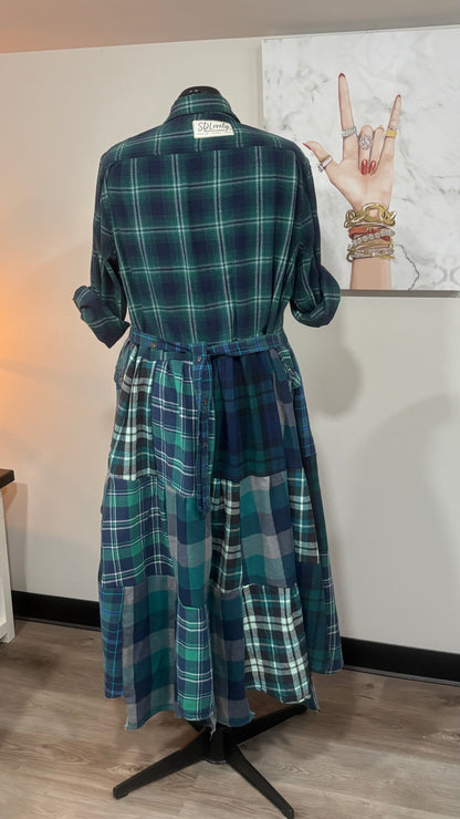 Upcycled Flannel Shirt Patchwork Duster | One of a Kind Plaid Dress