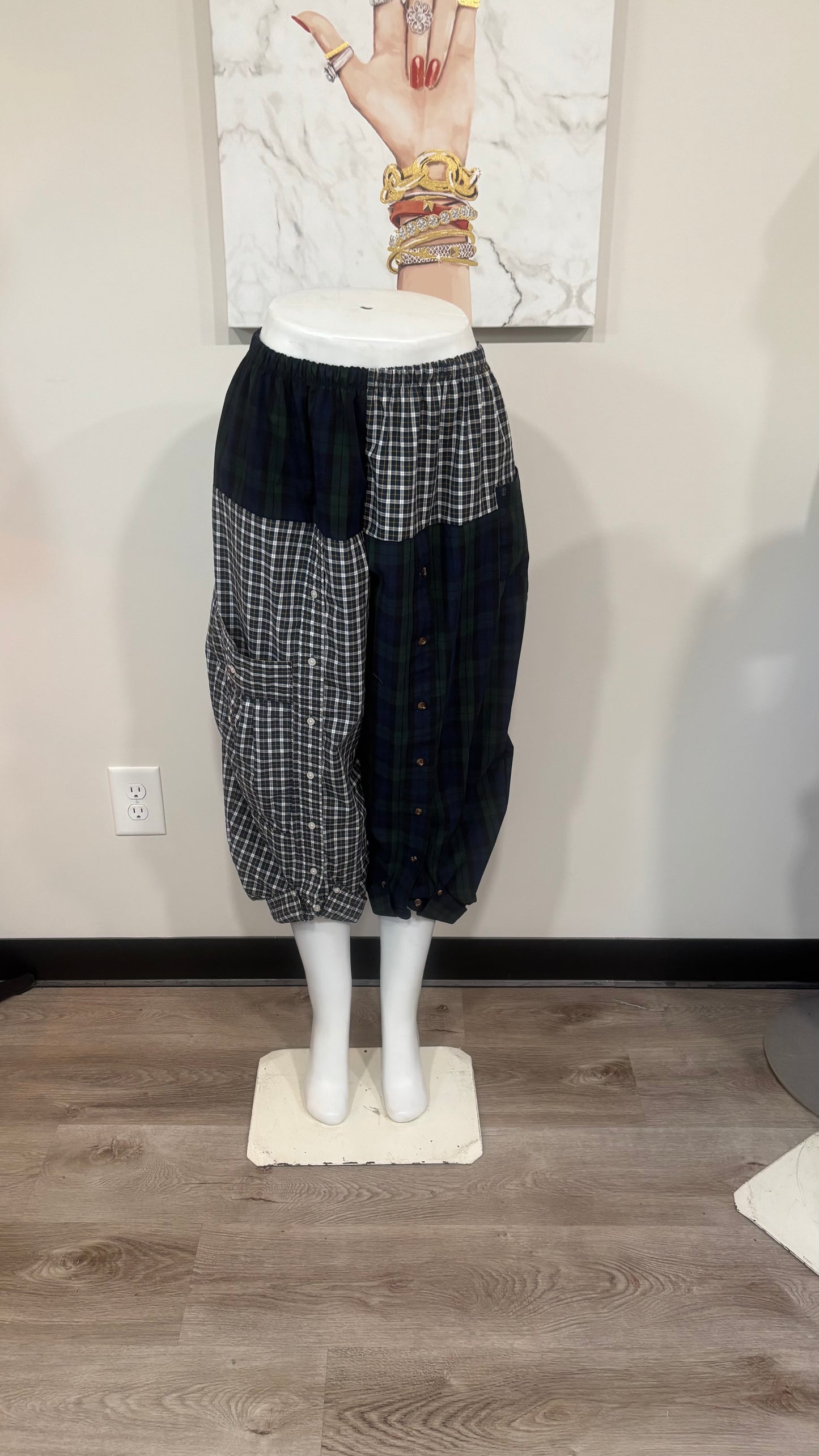 Upcycled Men’s Shirt Balloon Pants | Handmade Boho Pants | Sustainable Lounge Pants | One of a Kind Patchwork Pants