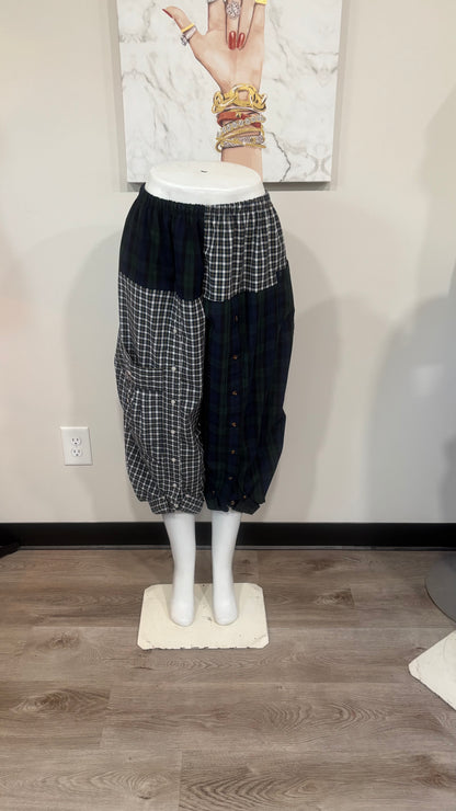 Upcycled Men’s Shirt Balloon Pants | Handmade Boho Pants | Sustainable Lounge Pants | One of a Kind Patchwork Pants