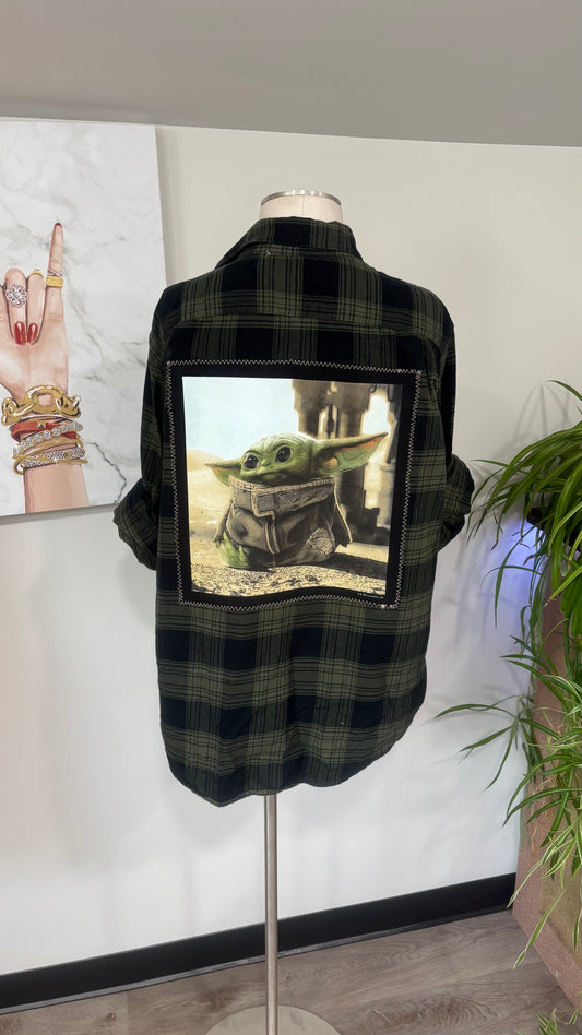 Baby Yada (Grogu) - Refashioned Flannel