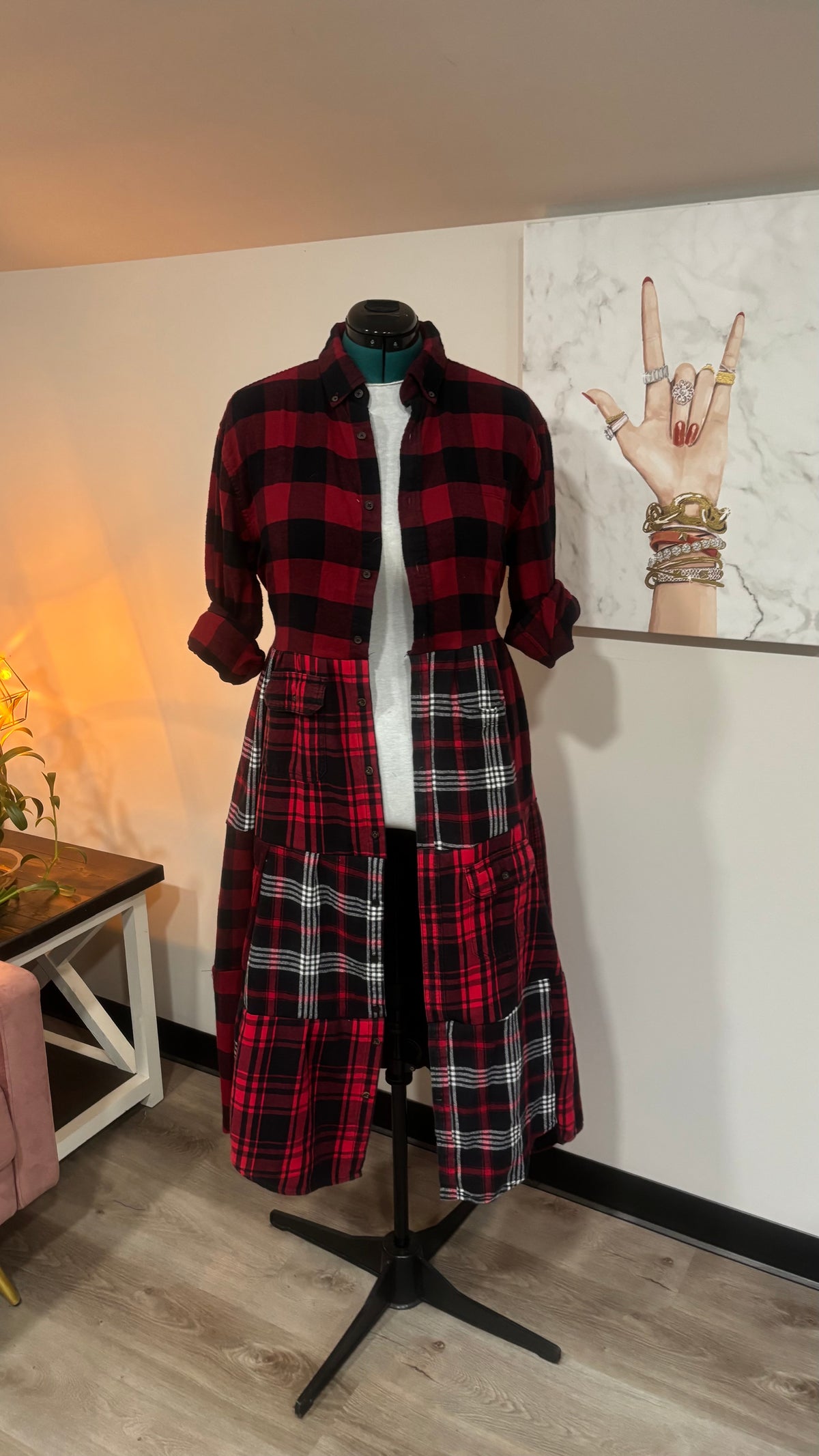 Upcycled Flannel Shirt Patchwork Duster | One of a Kind Plaid Dress