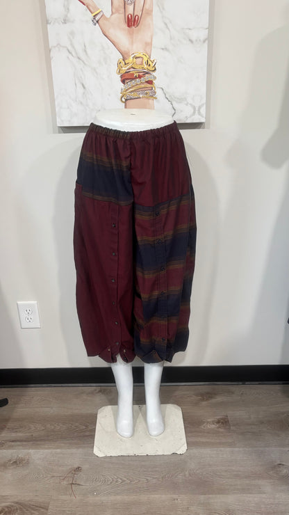 Upcycled Men’s Shirt Balloon Pants | Handmade Boho Pants | Sustainable Lounge Pants | One of a Kind Patchwork Pants