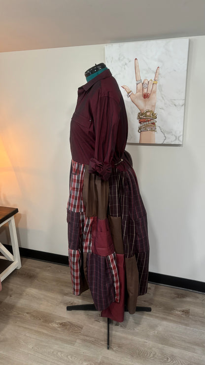 Upcycled Men’s Shirt Patchwork Duster | One of a Kind Plaid Dress