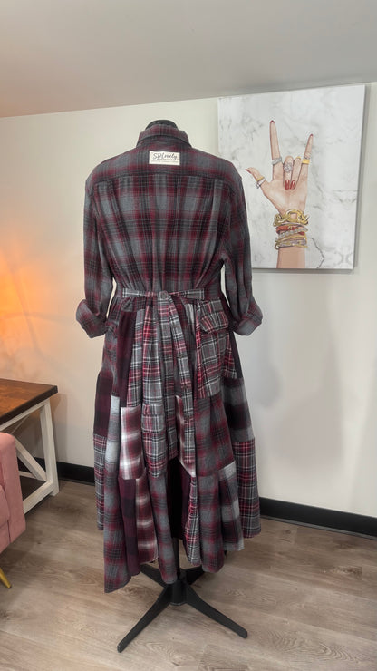 Upcycled Flannel Shirt Patchwork Duster | One of a Kind Plaid Dress