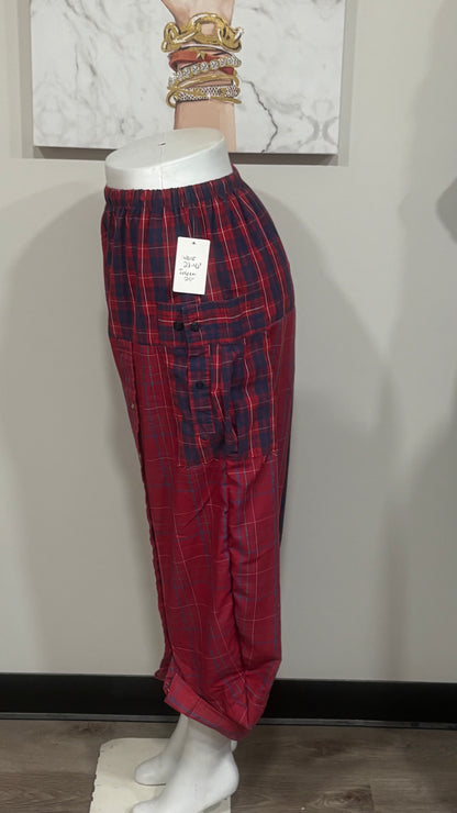 Upcycled Men’s Shirt Balloon Pants | Handmade Boho Pants | Sustainable Lounge Pants | One of a Kind Patchwork Pants
