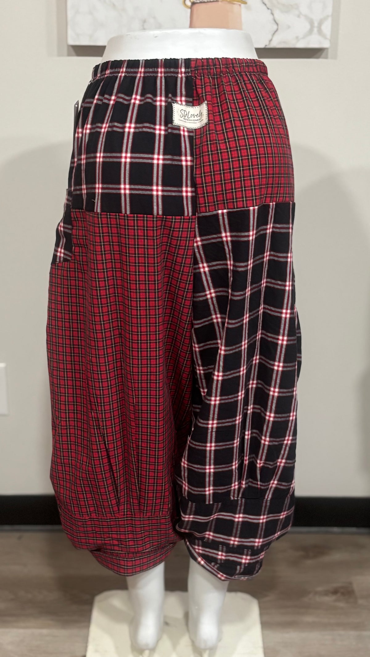 Upcycled Men’s Shirt Balloon Pants | Handmade Boho Pants | Sustainable Lounge Pants | One of a Kind Patchwork Pants