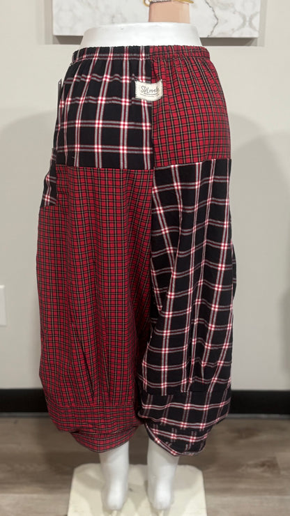 Upcycled Men’s Shirt Balloon Pants | Handmade Boho Pants | Sustainable Lounge Pants | One of a Kind Patchwork Pants