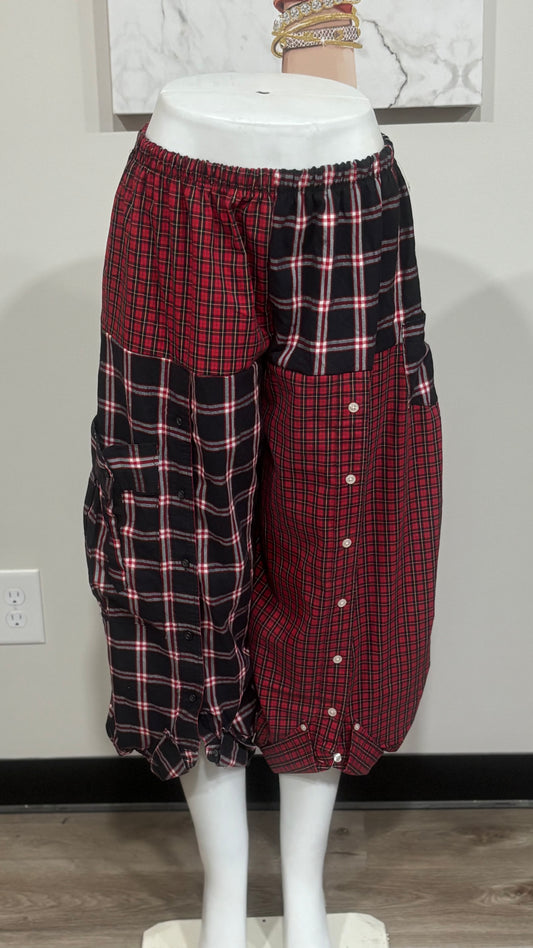 Upcycled Men’s Shirt Balloon Pants | Handmade Boho Pants | Sustainable Lounge Pants | One of a Kind Patchwork Pants