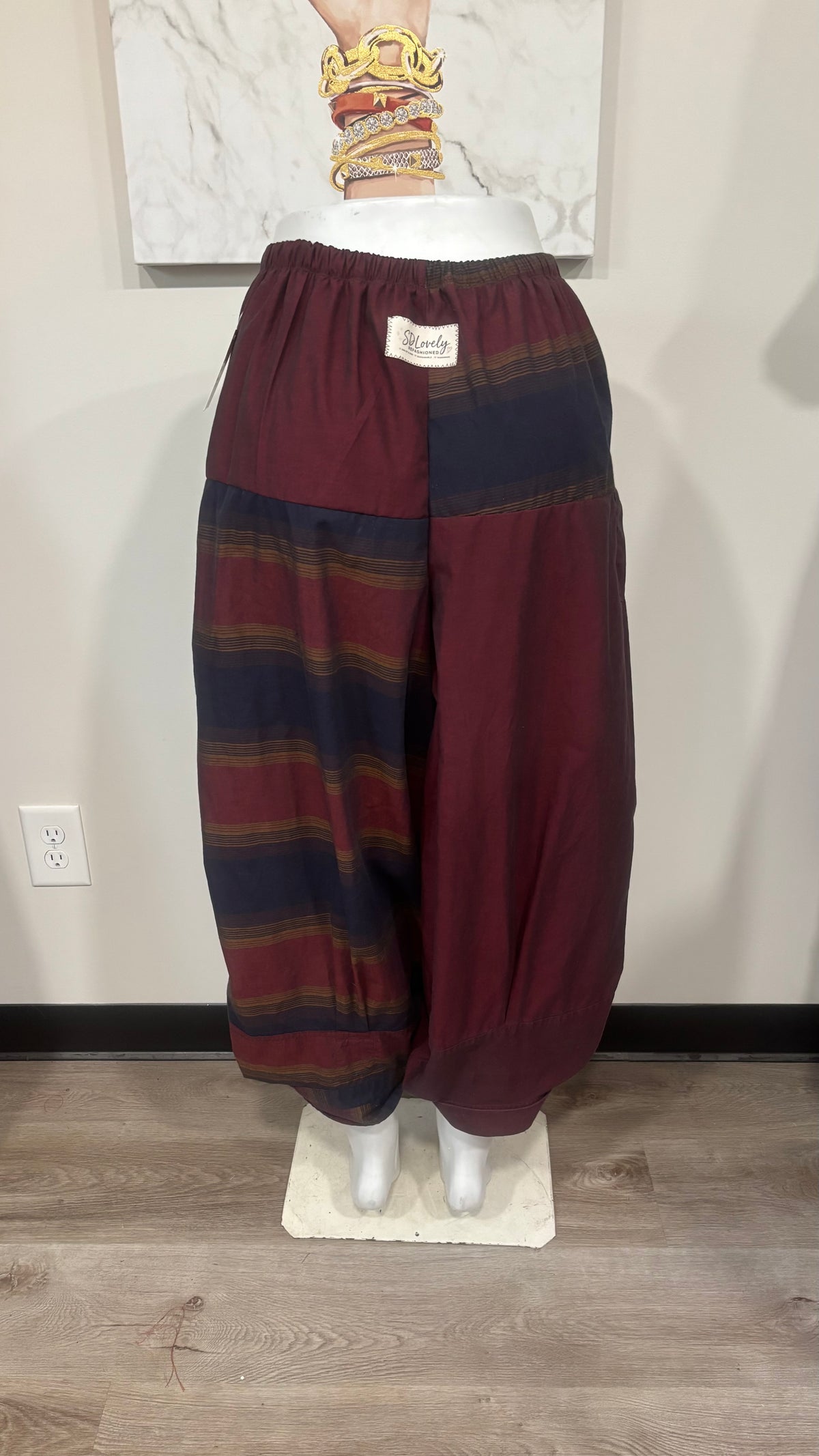 Upcycled Men’s Shirt Balloon Pants | Handmade Boho Pants | Sustainable Lounge Pants | One of a Kind Patchwork Pants