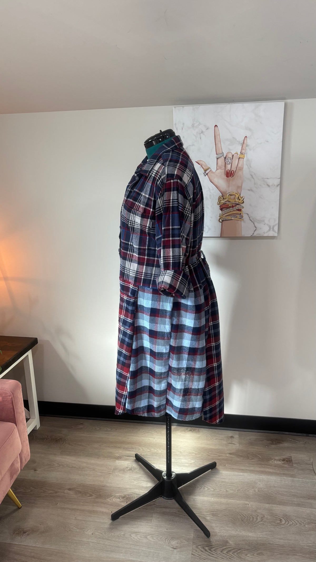 Upcycled Flannel Duster, Plaid Shirt Jacket
