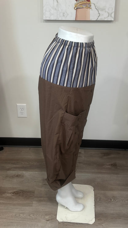 Upcycled Men’s Shirt Balloon Pants | Handmade Boho Pants | Sustainable Lounge Pants | One of a Kind Patchwork Pants