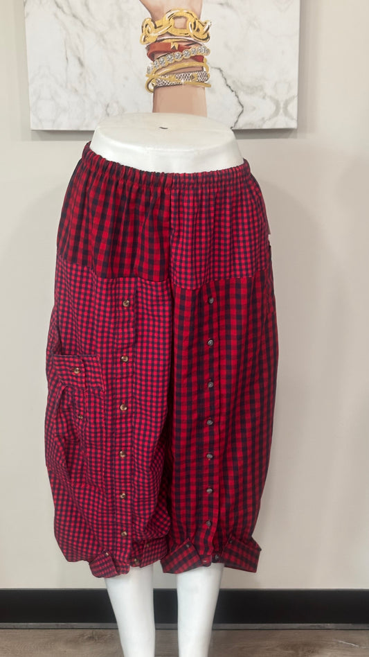 Upcycled Men’s Shirt Balloon Pants | Handmade Boho Pants | Sustainable Lounge Pants | One of a Kind Patchwork Pants