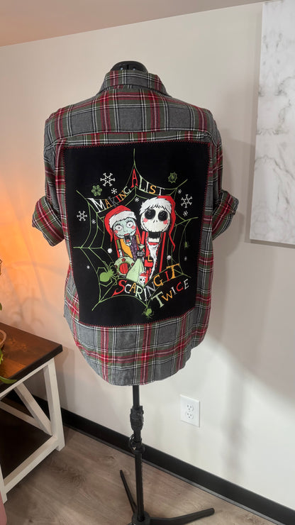 Making A List Scaring It Twice (Nightmare Before Christmas)- Refashioned Flannel