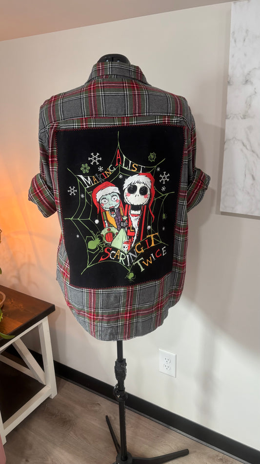 Making A List Scaring It Twice (Nightmare Before Christmas)- Refashioned Flannel