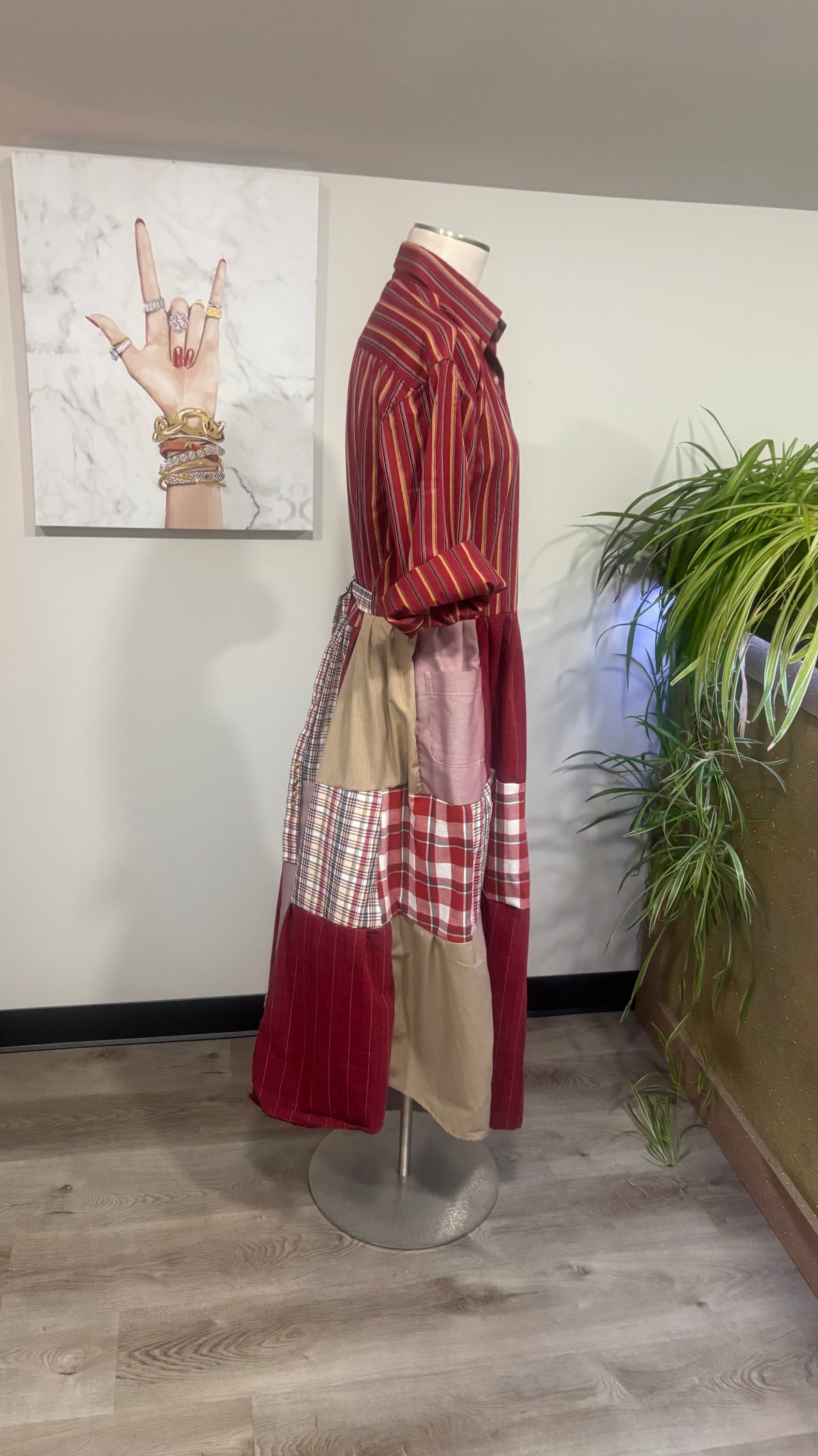 Upcycled Men’s Shirt Patchwork Duster • One of a Kind Plaid Dress