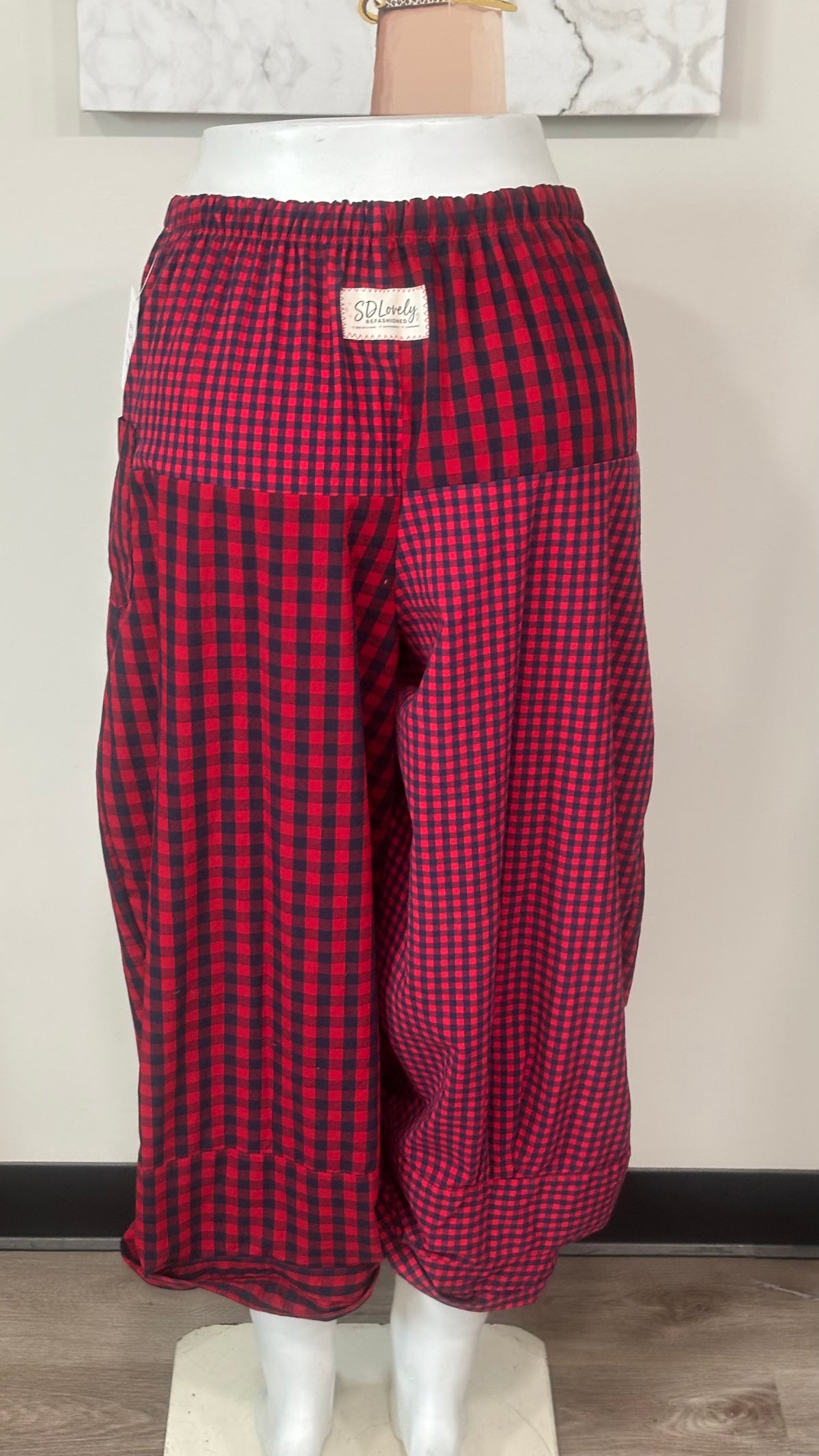 Upcycled Men’s Shirt Balloon Pants | Handmade Boho Pants | Sustainable Lounge Pants | One of a Kind Patchwork Pants
