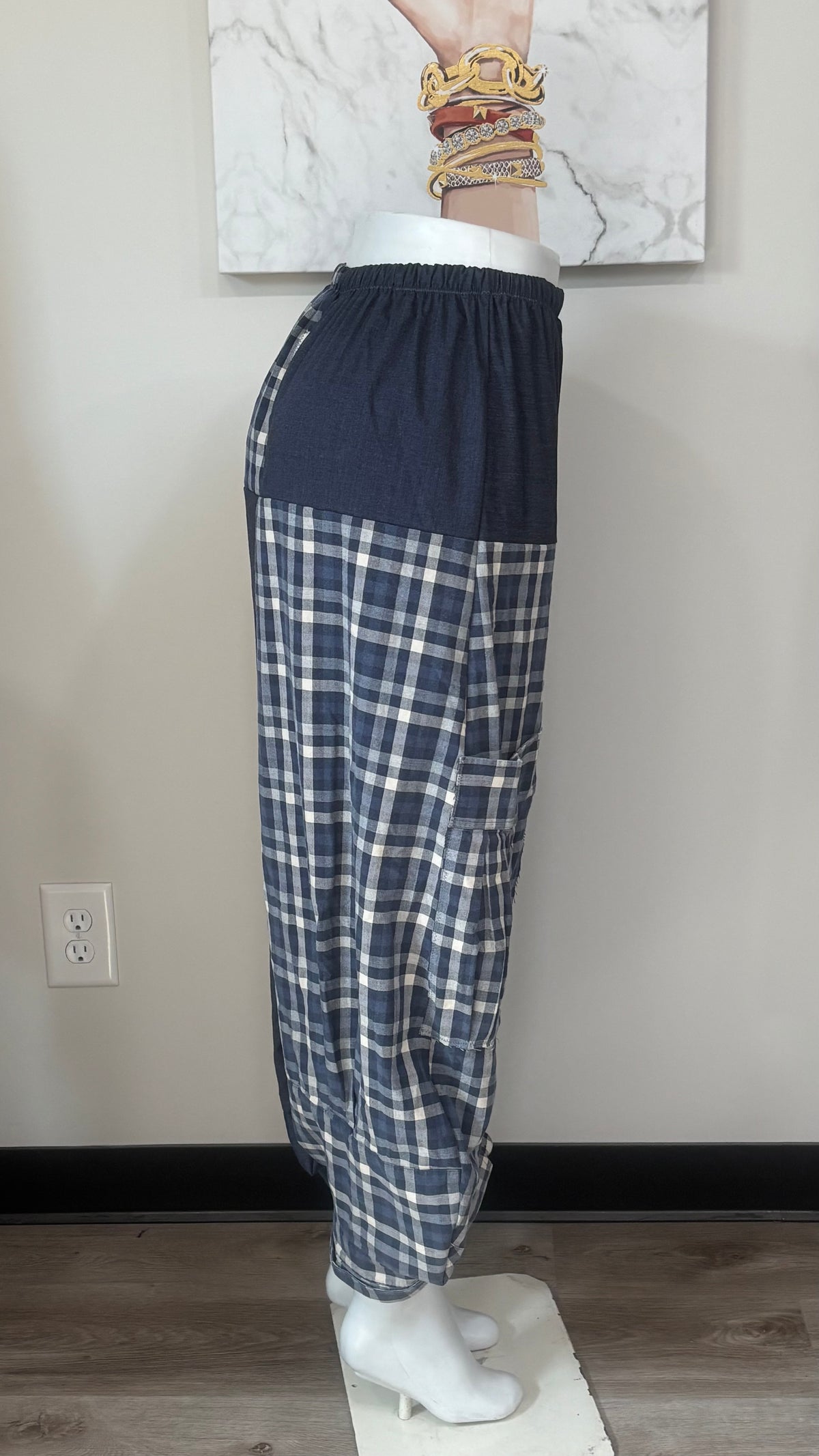 Upcycled Men’s Shirt Balloon Pants | Handmade Boho Pants | Sustainable Lounge Pants | One of a Kind Patchwork Pants