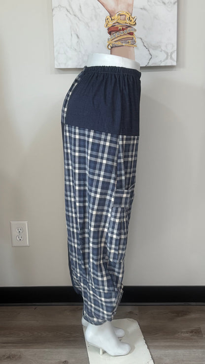 Upcycled Men’s Shirt Balloon Pants | Handmade Boho Pants | Sustainable Lounge Pants | One of a Kind Patchwork Pants