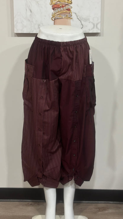 Upcycled Men’s Shirt Balloon Pants | Handmade Boho Pants | Sustainable Lounge Pants | One of a Kind Patchwork Pants
