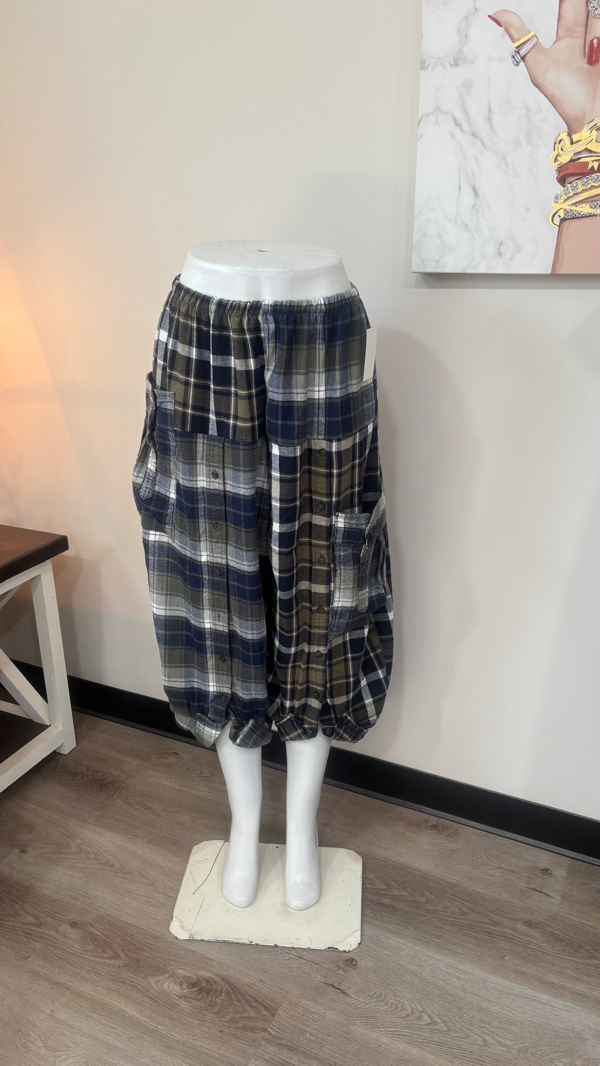 Upcycled Men’s Flannel Shirt Balloon Pants | Handmade & One of a Kind