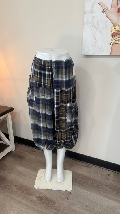 Upcycled Men’s Flannel Shirt Balloon Pants | Handmade & One of a Kind