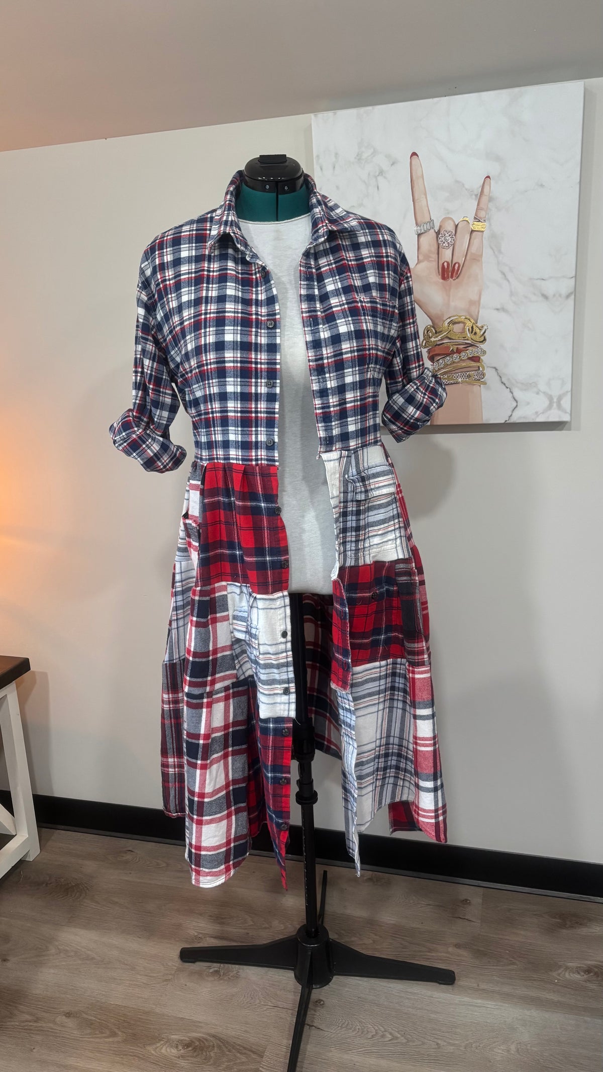 Upcycled Flannel Shirt Patchwork Duster | One of a Kind Plaid Dress