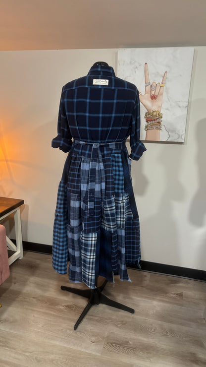 Upcycled Flannel Shirt Patchwork Duster | One of a Kind Plaid Dress