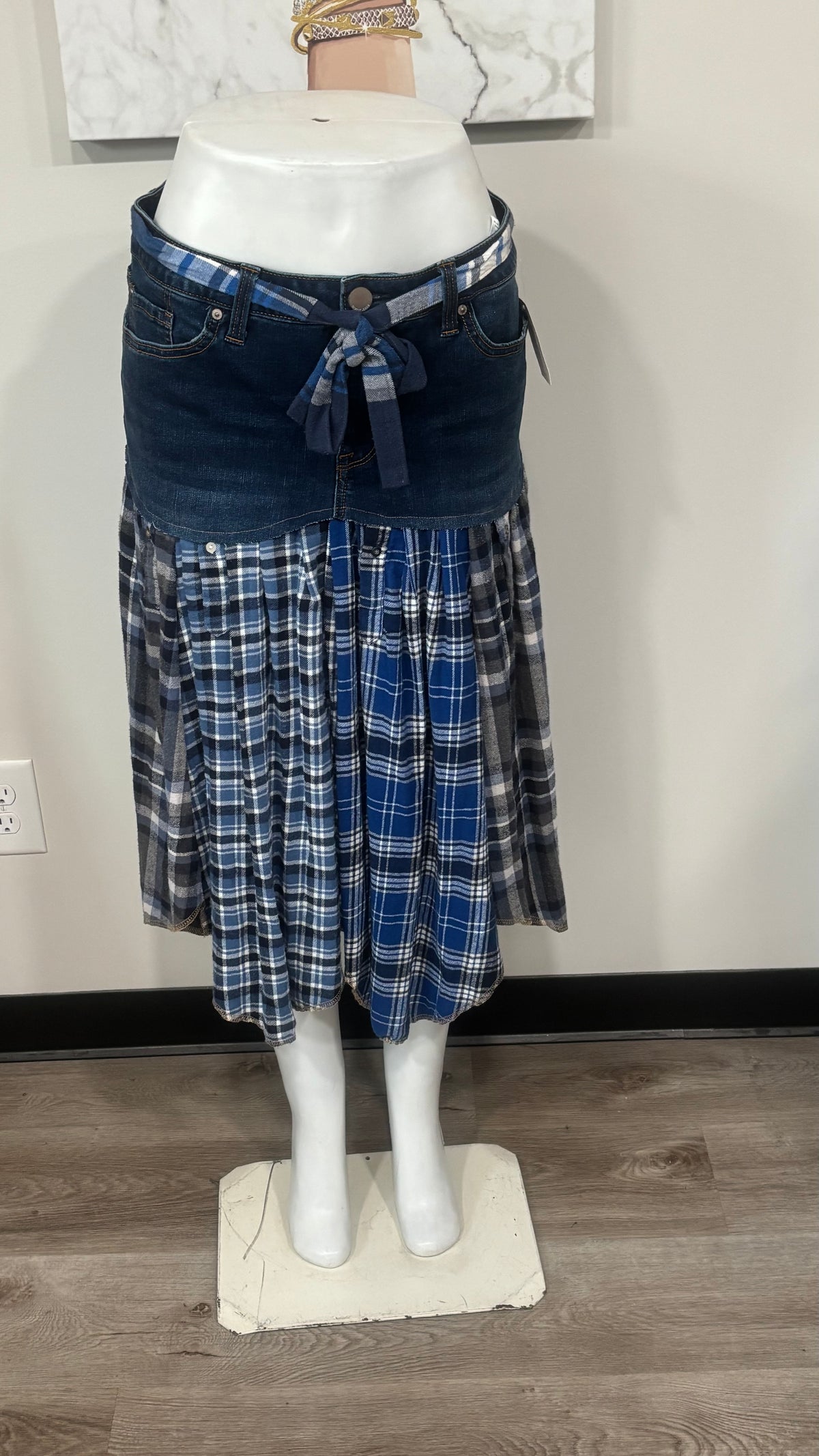 Upcycled Denim Men’s Flannel Shirt Skirt | One-of-a-Kind