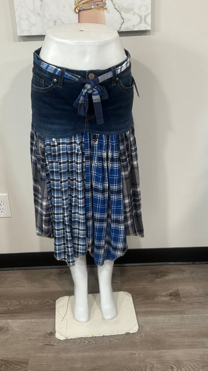 Upcycled Denim Men’s Flannel Shirt Skirt | One-of-a-Kind