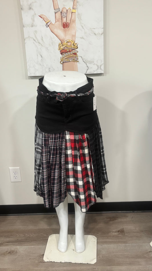 Upcycled Denim Men’s Flannel Shirt Skirt | One-of-a-Kind