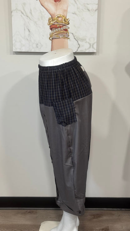 Upcycled Men’s Shirt Balloon Pants | Handmade Boho Pants | Sustainable Lounge Pants | One of a Kind Patchwork Pants