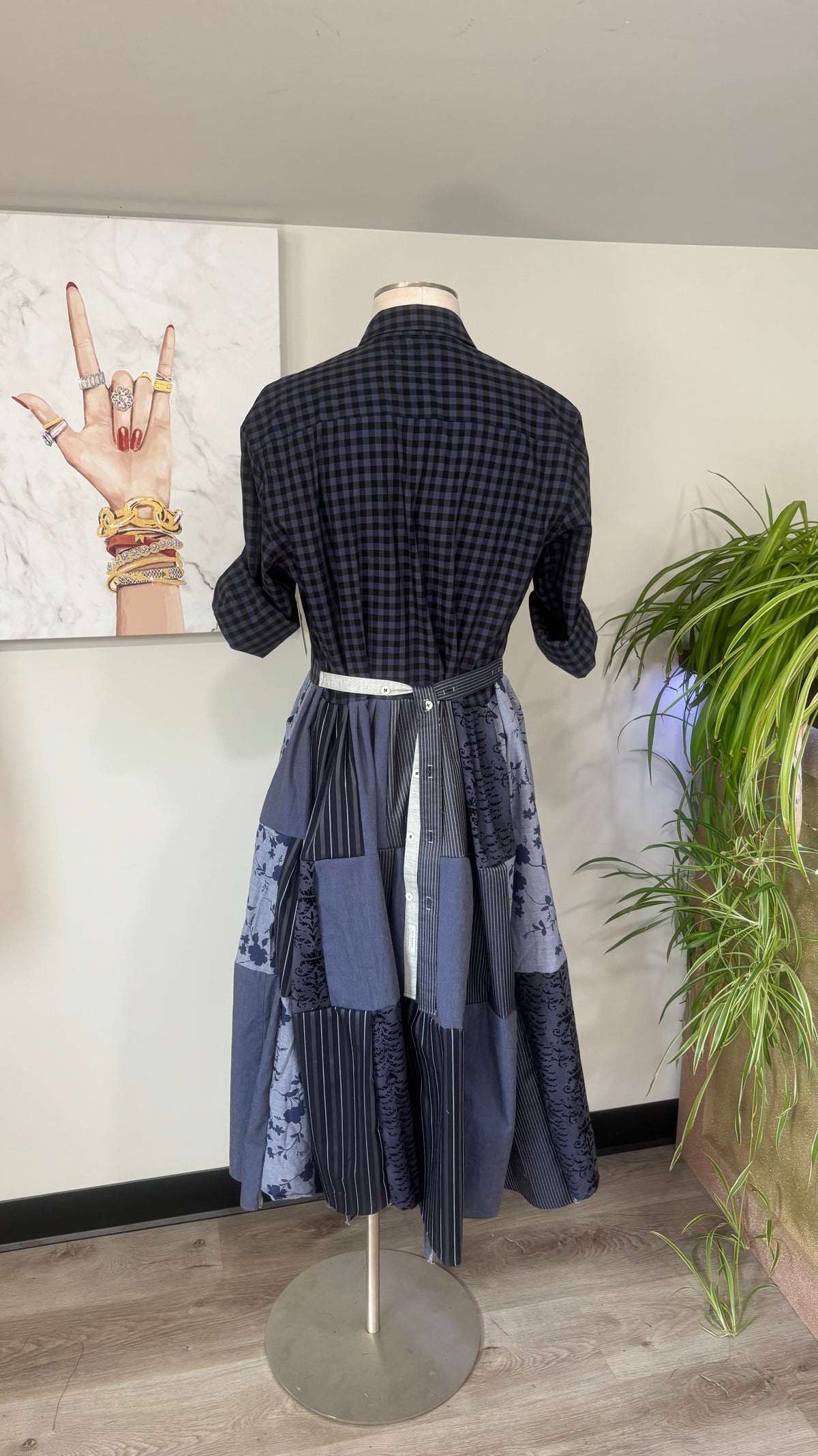 Upcycled Men’s Shirt Patchwork Duster • One of a Kind Plaid Dress