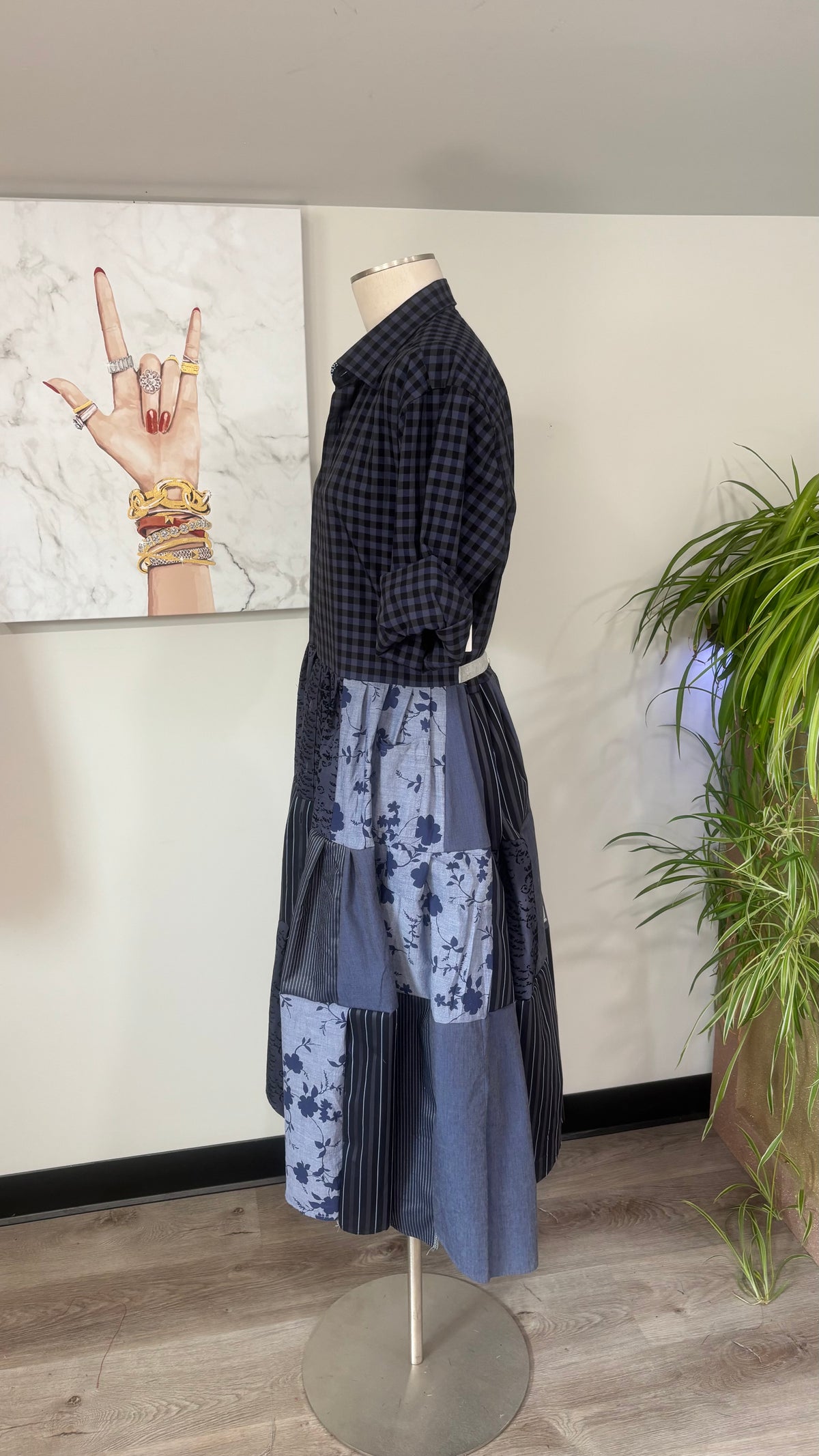 Upcycled Men’s Shirt Patchwork Duster • One of a Kind Plaid Dress