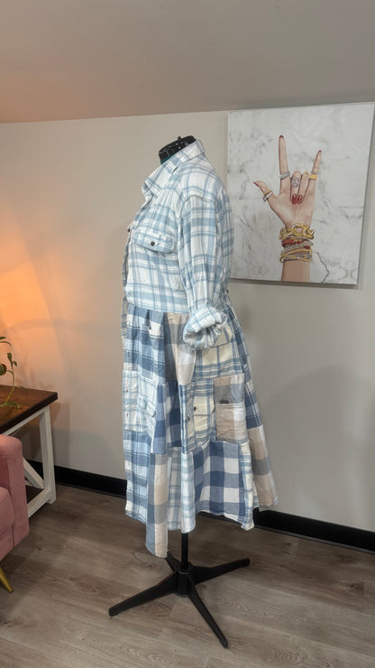 Upcycled Flannel Shirt Patchwork Duster | One of a Kind Plaid Dress