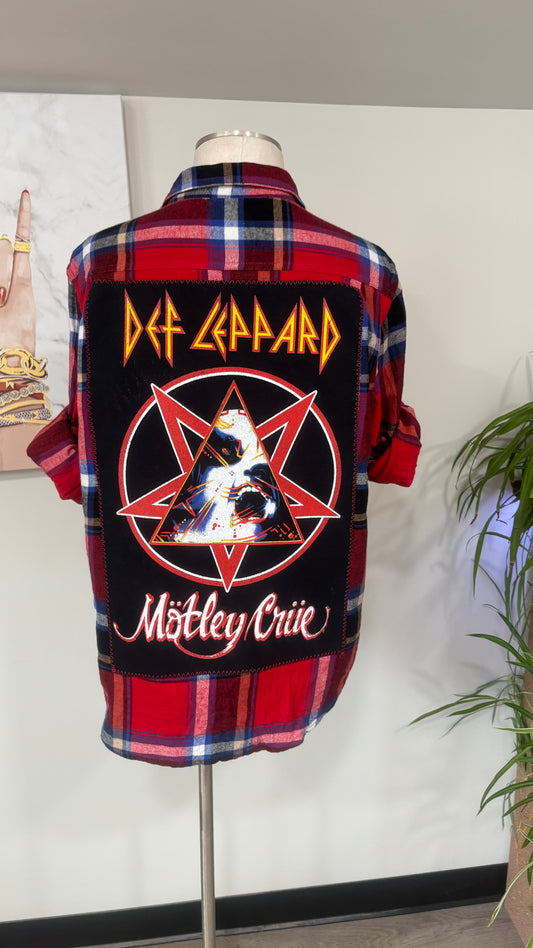 Def Leppard Motley Crue- Refashioned Flannel