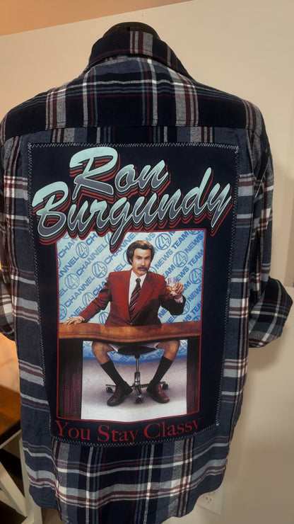 Ron Burgundy You Stay Classy - Refashioned Flannel