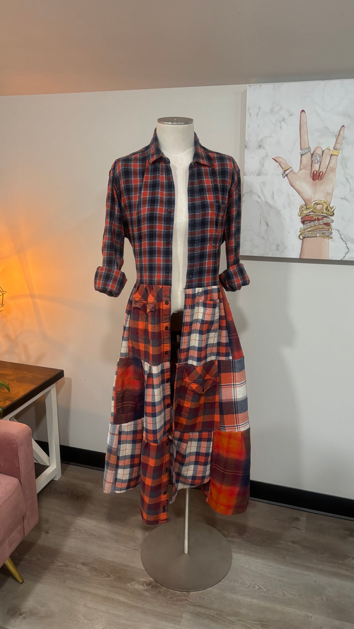 Upcycled Flannel Shirt Patchwork Duster | One of a Kind Plaid Dress