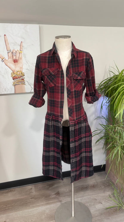 Upcycled Flannel Duster, Plaid Shirt Jacket