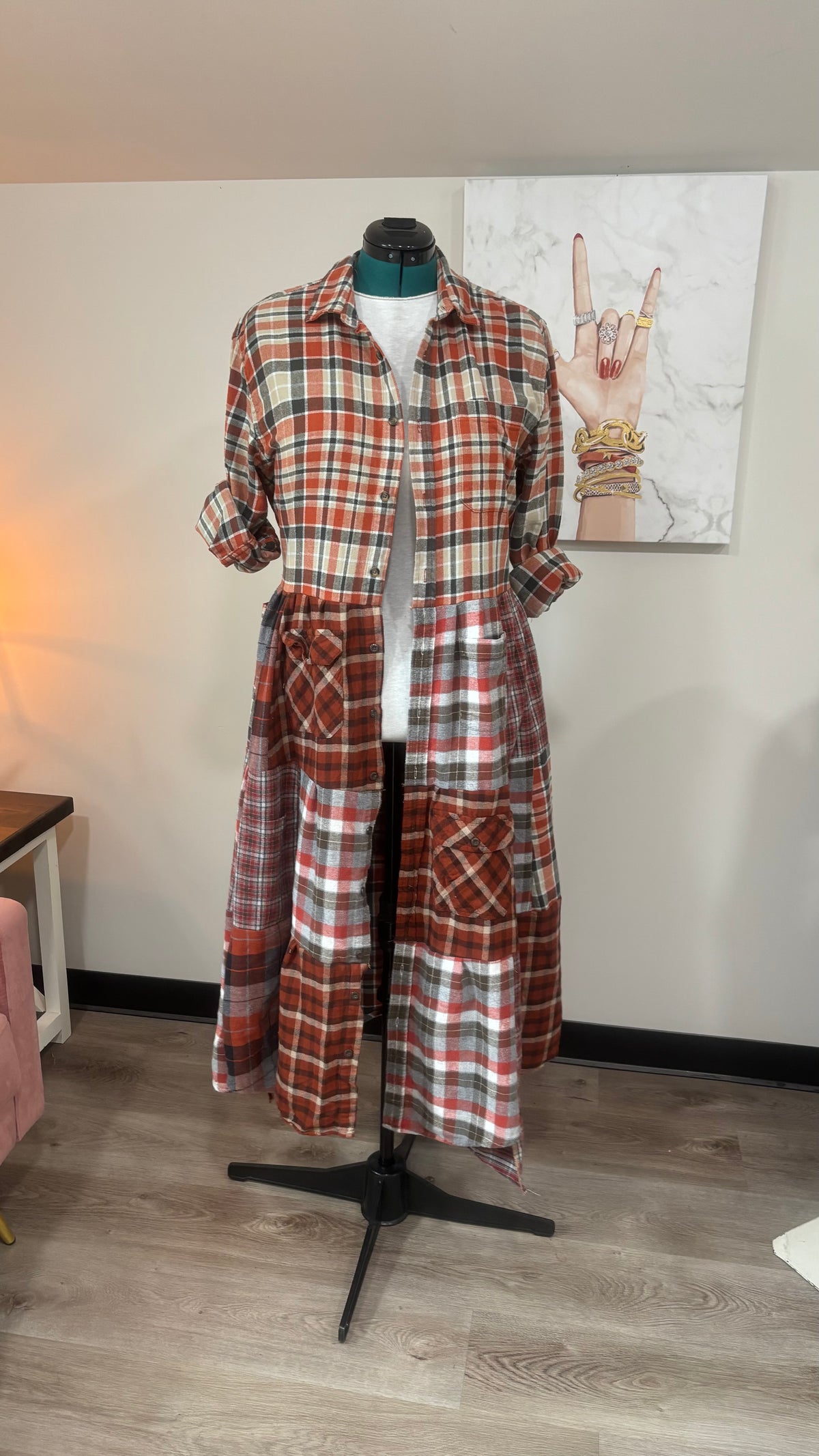 Upcycled Flannel Shirt Patchwork Duster | One of a Kind Plaid Dress