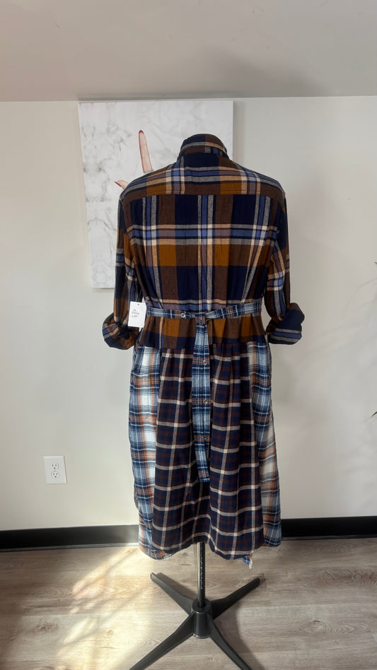 Upcycled Flannel Duster, Plaid Shirt Jacket