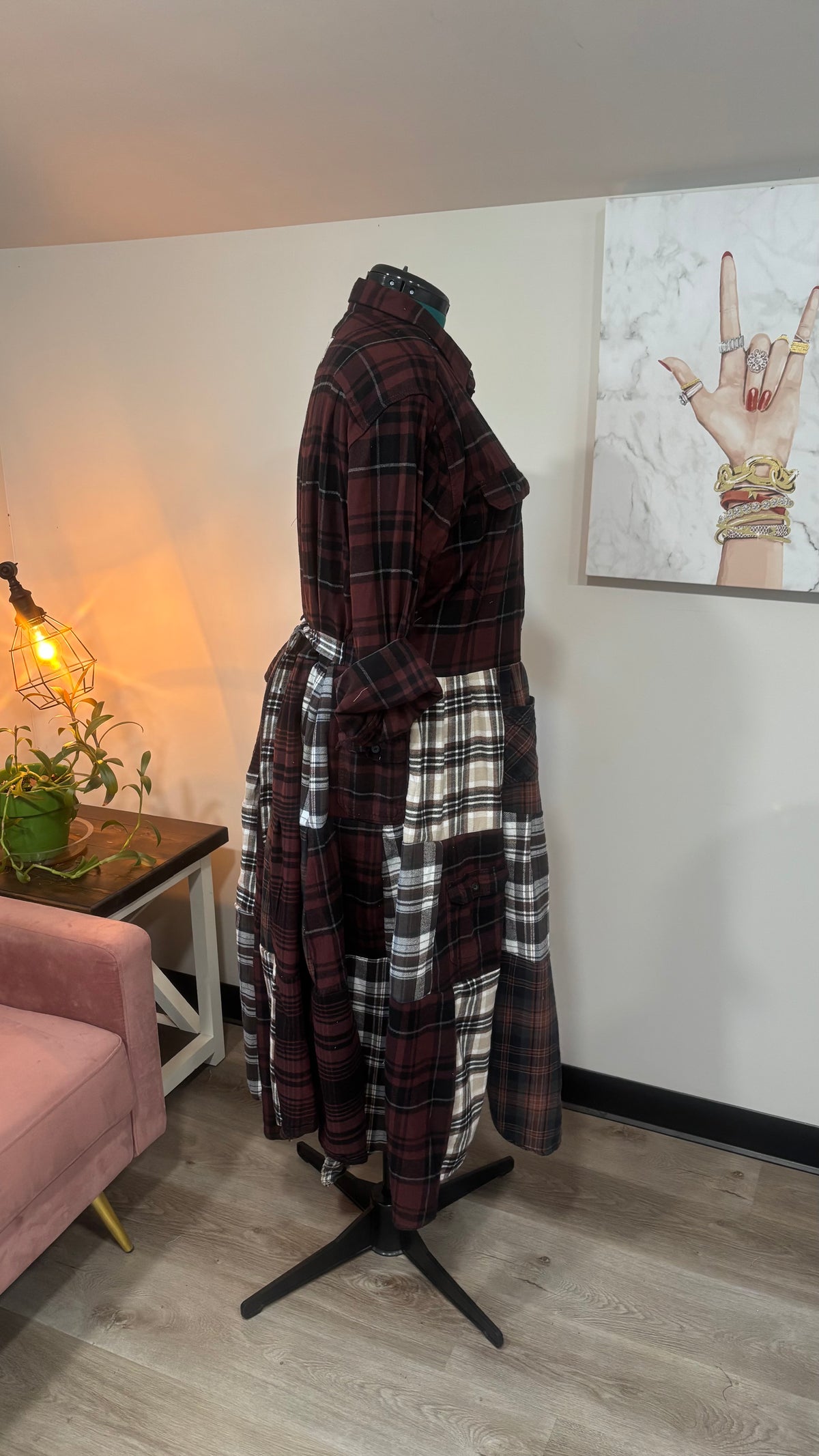 Upcycled Flannel Shirt Patchwork Duster | One of a Kind Plaid Dress