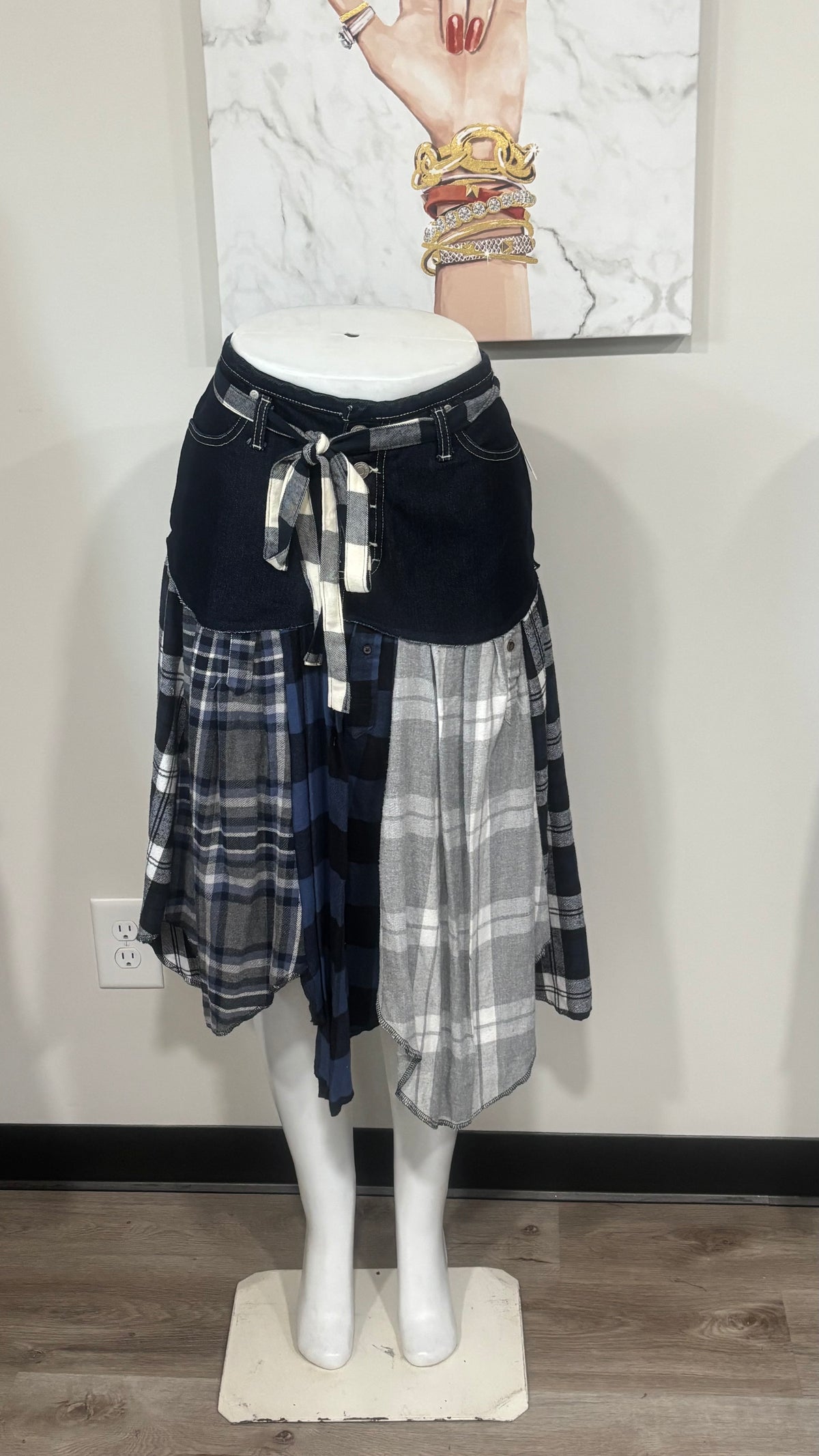 Upcycled Denim Men’s Flannel Shirt Skirt | One-of-a-Kind